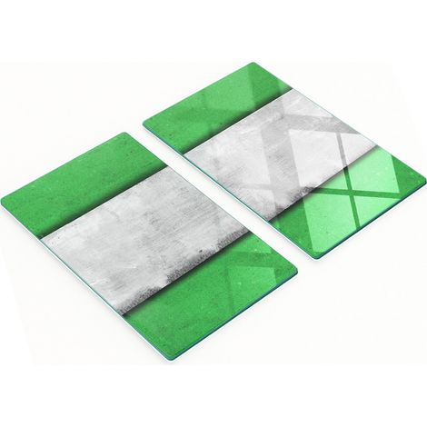 Küchenservierbretter aus Glas mit grünen Wandgrafiken, 2 x 30 x 52 cm (1/5)