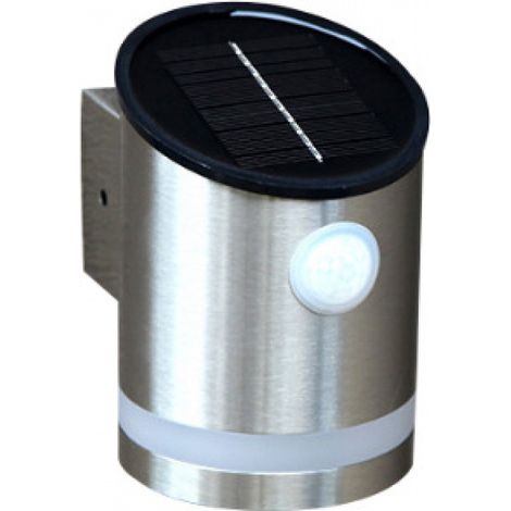 Solarbetriebene Außenwandleuchte aus Edelstahl mit 3W LED-Beleuchtung und Bewegungsmelder. (1/4)