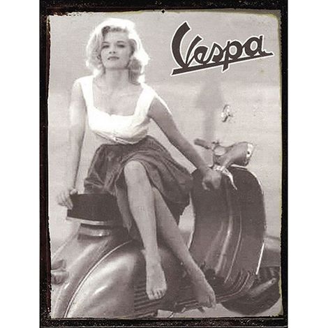 Petite Plaque métal de collection Vespa Noir et Blanc