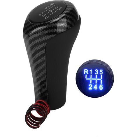 Levier de vitesse 6 vitesses pour BMW Série 1 E81 E82 E87 E88 F20, pommeau en fibre de carbone avec éclairage LED, pièce de rechange (1/5)
