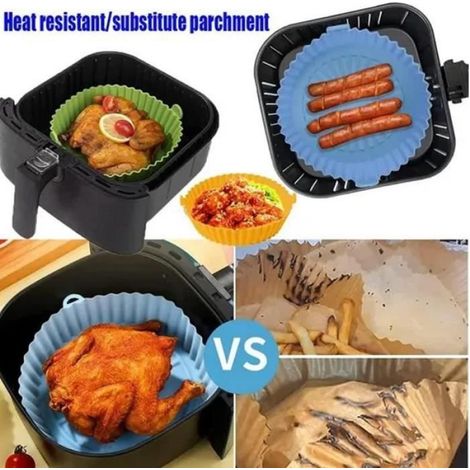 Panier Friteuse En Silicone,Pot En Silicone Pour Friteuse À Air, Accessoire Air Fryer,Convient Aux Friteuses À Air (1/4)