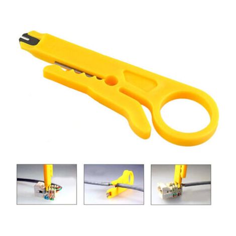 20 pelacables, pelacables perforado, pelacables pequeño, herramienta de pelado simple, alicates de crimpado de malla de alambre, pequeño punzón de alambre amarillo multifuncional.