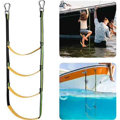 Échelle de mer antidérapante en corde avec crochets en acier inoxydable échelle pliable adaptée aux bateaux. (1/5)