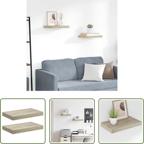 Wandregale - Schwebende Wandregale 2 Stk. Eichefarben 40x23x3,8cm MDF (1/5)
