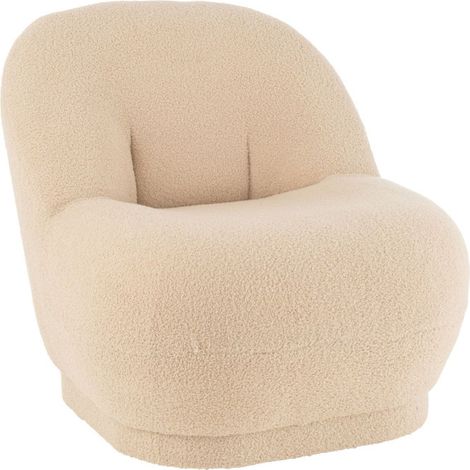 Fauteuil Design Bouclette "Teddy" 88cm Beige (1/5)