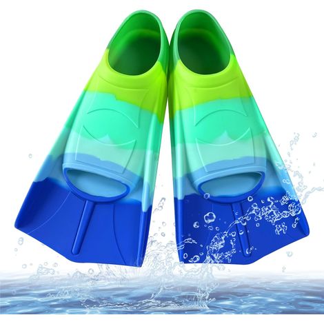 Palmes de natation courtes pour enfants, 100 % silicone, palmes d'entraînement, palmes de natation pour enfants et adultes, entraînement de natation, plongée en eau libre (1/5)