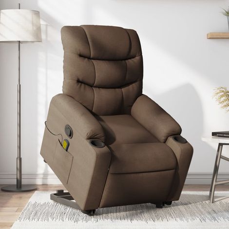 Fauteuil de massage inclinable-Chaise de relaxation-Fauteuil Relax Marron Tissu 628867 (1/5)