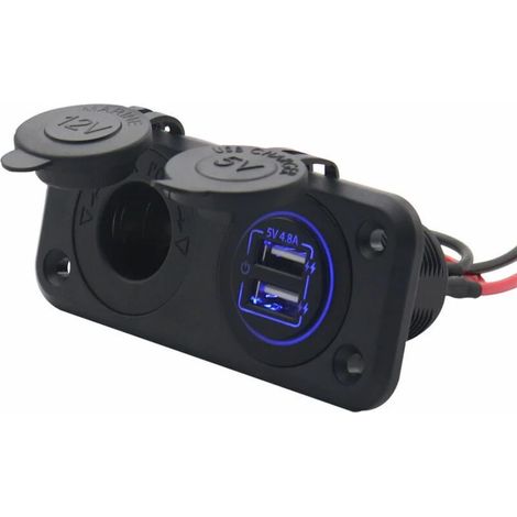 Prise allume-cigare modifiée pour voiture double chargeur de voiture USB chargeur de voiture prise allume-cigare 12/24V avec interrupteur (1/5)
