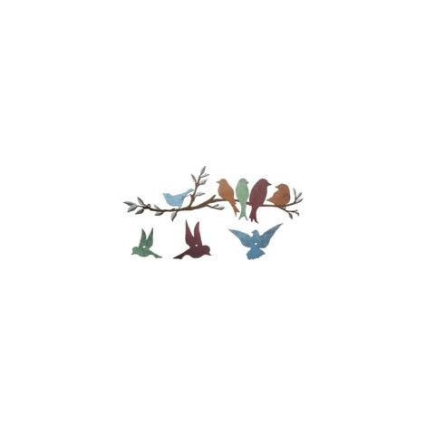 Set Metallvögel Wandkunst Vogelzweig Wanddekoration Hängendes Blatt Eisenbaumskulptur Vogelsilhouette Ornament Wandschild für Balkon Gartendekor-Crezuo