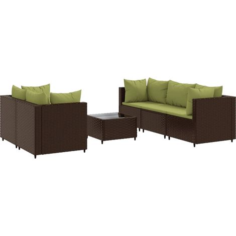 Set Mobili da Giardino 6pz con Cuscini in Polyrattan Marrone vidaXL (1/5)