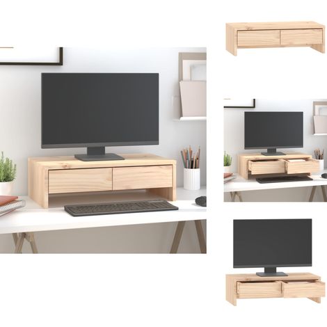 Support pour moniteur 50x27x15 cm Bois de pin solide - Support Ordinateur - Support Ecran - Support Monitor - Meuble Informatique - Rangement Bureau (1/5)