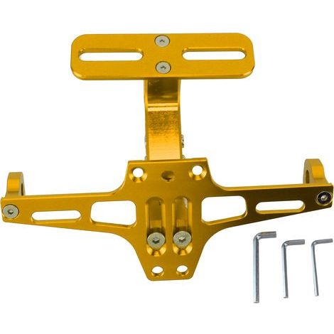 Support de plaque d'immatriculation moto en alliage d'aluminium CNC, universel et réglable, couleur or