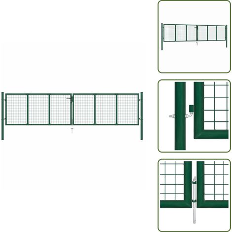 Puerta de jardín verde - vidaXL Puerta de jardín de malla de acero 400x100 cm Verde - Puerta de jardín galvanizada