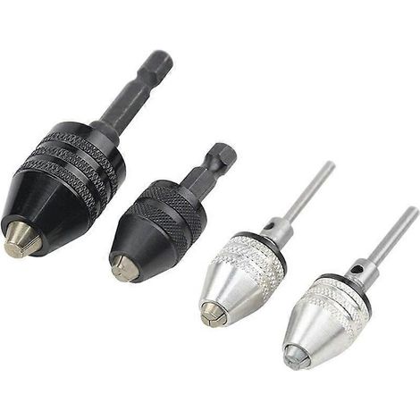 Ensemble de 4 mandrins de perceuse à changement rapide, mini-mandrin à 3 mors, adaptateur pour tournevis, kit de conversion pour perceuse électrique (1/5)