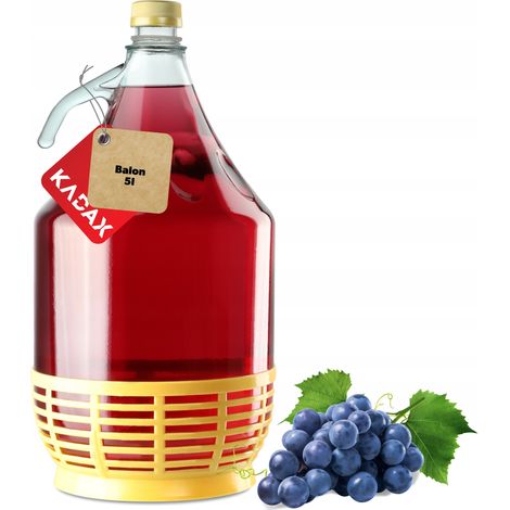 KADAX Weinballon, Glasballon für Wein, schmale Öffnung, Gärballon, 5L (1/5)