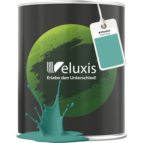 Wandfarbe Türkis Petrol Matt Innenfarbe – Deckkraft Klasse 1, VOC-frei, Ohne Grundierung, Tropfarm – Wohnzimmer & Schlafzimmer – 1L – Veluxis (Muted Aqua)