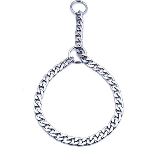 1 Collier chien, Fer massif, Chaîne métal réglable, Surface lisse, Dressage grands chiens (1/5)