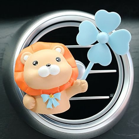 Diffuseur parfum griffe pour bouche d'aération voiture, décor mignon lion, accessoire de climatisation, ornement de tableau de bord, pièce intérieure auto. (1/5)