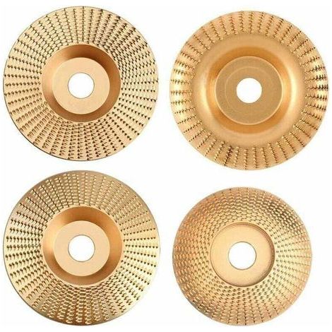 Disques de meulage à bois en carbure de tungstène (lot de 4) pour façonnage, meulage et découpe. Compatibles avec les meuleuses d'angle de 115 mm ou 125 mm. (1/4)