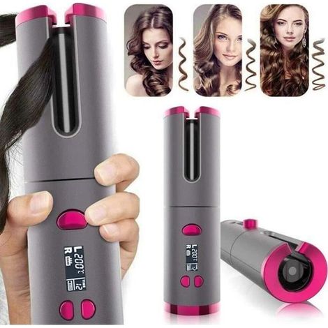 Fer à Boucler Automatique Fer à Friser Sans Fil avec Affichage de LCD et Minuterie, 6 Température Réglable, Boucleur Céramique (1/4)