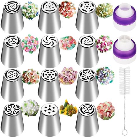 Lot de 12 Douille Pâtisserie, Acier Inoxydable, Convertisseur Inclus, Décoration Gâteaux (1/5)