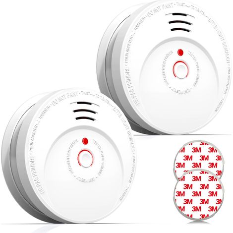 Rilevatore di fumo con batteria sostituibile, allarme antincendio GS506, durata della batteria 10 anni, sensore ottico, conforme allo standard europeo EN14604, confezione da 2 (1/5)
