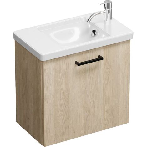 Vasque en céramique Burg Eqio + meuble sous-vasque en chêne, décor cachemire/blanc alpin GR0234