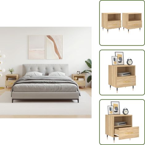 Nachttische 2 Stk. Sonoma-Eiche 40x35x47,5 cm Holzwerkstoff - Nachttische - Wohnzimmermöbel - Esszimmermöbel - Möbel - Holzwerkstoff (1/5)