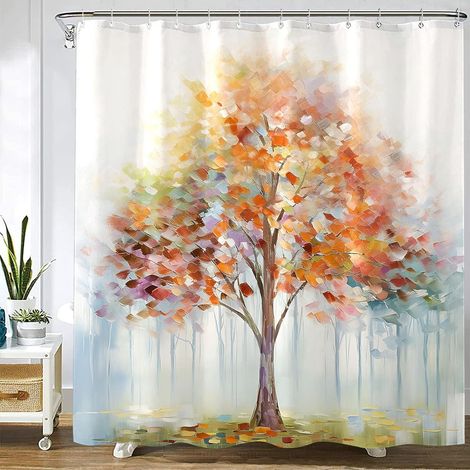 Rideau De Douche - Arbre Coloré - Toile Imprimée Numériquement - 183 X 183 Cm - Polyester 100 % - Résistant À L Eau - Pour Salle De Bain (1/4)