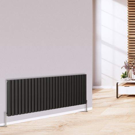Warmehaus Horizontal Radiator Oval Double Anthracite 600 x 1594mm (1/5)