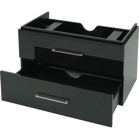 Premium Meuble sous-lavabo HWC-D16, meuble sous-lavabo Meuble de salle de bain, brillant 90cm noir (1/5)