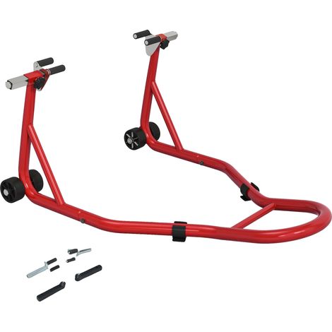 Soporte para motocicleta, soporte ajustable, diseño robusto, rojo. (1/2)
