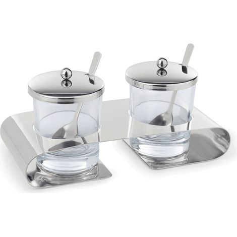 Ménagère 2 cuillères inox 200 ml 22,5 x 10 cm inox verre - Was Germany