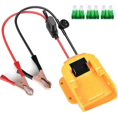 Adaptateur de démarrage de voiture avec batterie Li-ion 18 V, câbles de démarrage et fusible pour Dewalt (1/5)