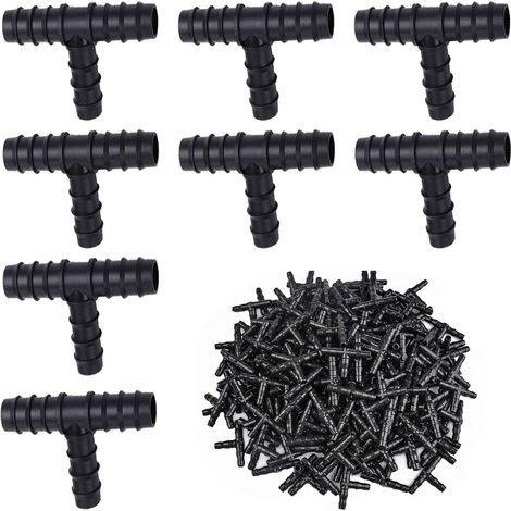 100 x Drip Irrigation Connectors, 16 mm T-Connector, 16 mm Tube Connector, Tee Connectors for Flowers, Lawn, Agriculture, Industrial Irrigation (1/5)