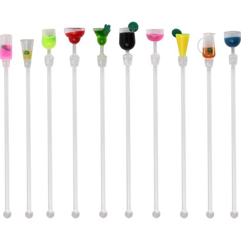Lot 10 Touillettes Cocktail 23cm, agitateurs élégants café/boissons fêtes/réceptions (1/4)