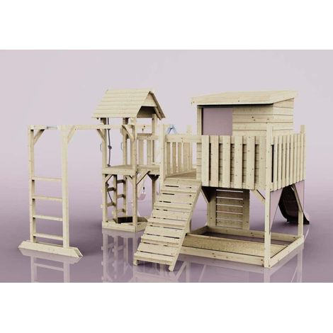 Polarplay Spielturm Malou aus Holz in RosaKinderschaukel (1/4)