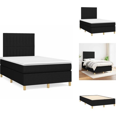 Sommier à lattes de lit avec matelas noir 120x190 cm tissu - Lit Double - Lit Tapissier - Literie - Chambre À Coucher - Matelas Ressorts Ensachés (1/5)
