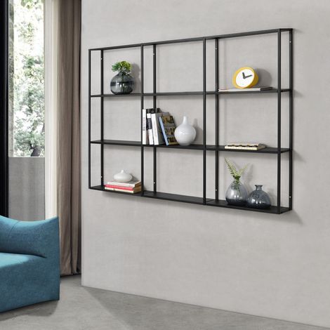 Étagère Murale Jelsa 130 x 18 x 110 cm Noir [en.casa] (1/4)