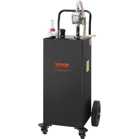 Réservoir de carburant de 30 gallons (114 litres) avec 4 roues et pompe de transfert manuelle. Convient pour voitures, tondeuses à gazon, quads, bateaux et autres véhicules. Couleur : noir. (1/5)