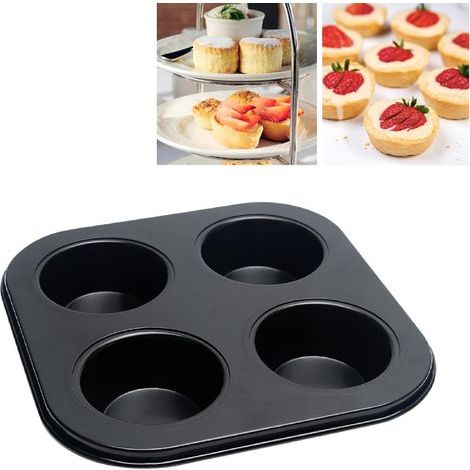 Moule à muffins 4 cavités, moules à muffins, moules et plaques de cuisson antiadhésifs, moule à cupcakes, mini-moules à muffins, moules à pudding (1/5)