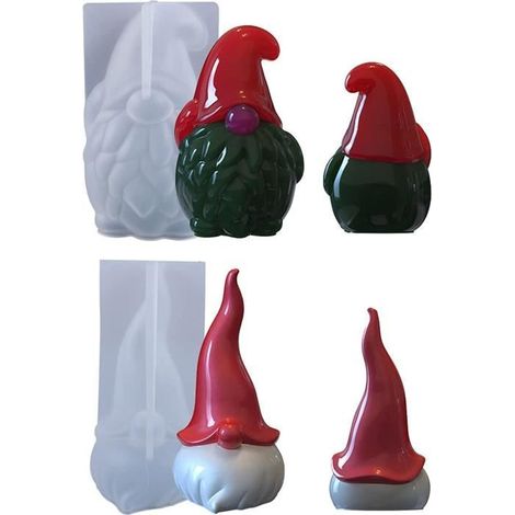 Moule resine epoxy,Moule en Silicone 3D Moule Bougie de GNOME de Noël, Moules de Bougie en Forme de Père Noël Barbu Resine Epoxy (1/3)