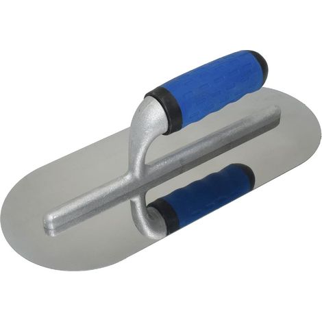 Truelle de Lissage Ronde 300 x 125 mm Platoir Acier Inoxydable Robuste Pour Lisser plâtre, Béton et Enduit, Outil Pro Pour Maçons Travaux Intérieur Extérieur (1/2)