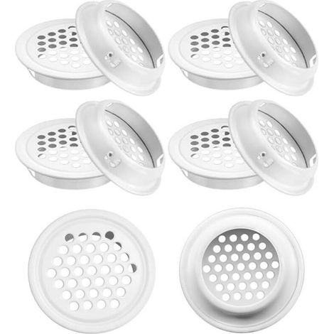 Grille de ventilation ronde, aérations en acier inoxydable, format de montage 35 mm, blanc, 10 pièces(plates) (1/5)