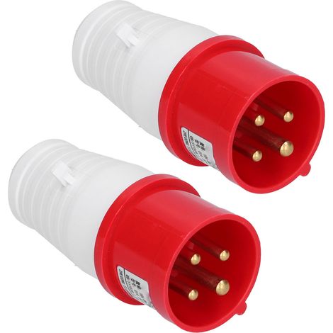 2Pcs Fiche Industrielle 4 Broches 3 Phases Connecteur Circulaire Étanche IP44 3P+T 380V-415V 16A (1/5)