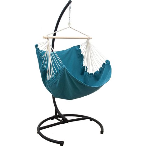 XL Hängesessel Relaxsessel 155x125cm in Petrolblau mit 210cm Gestell (1/5)
