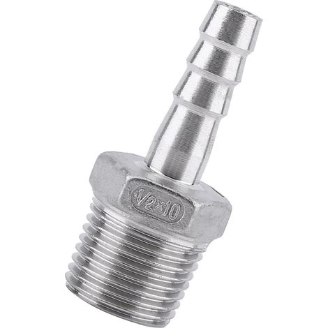 Raccord de tuyau de carburant à barbes BSP, connecteur en acier inoxydable (1/2" x 10 mm) (1/5)