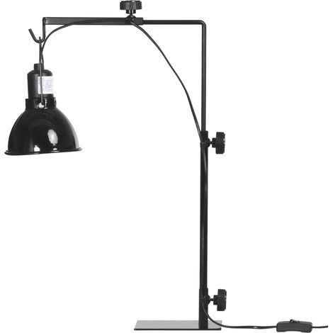 Lampes chauffantes pour reptiles support réglable hauteur largeur socle acier noir 32x9x67 cm