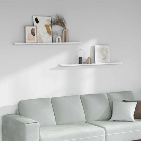 vidaXL  Wall Shelf  2 pcs White Marble 115 x 9 x 3 cm Engineered Wood