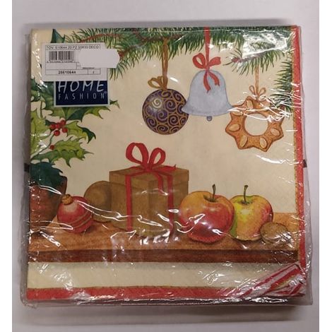 HOME FASHION - CONFEZIONE DI TOVAGLIOLIPER DECOUPAGE DA 20PZ 33X33CM - FANTASIA NATALE